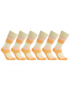 iZ Sock 6pak bambusstrømper med tykke striber i orange og gul
