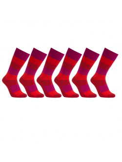 iZ Sock 6pak bambusstrømper med tykke striber i rød